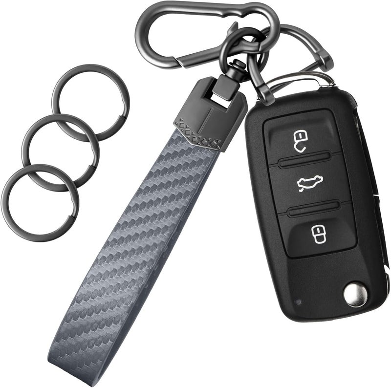 OHKYOOT Store Leather Car Keychain,Carabiner Clip Key Fob Keychain for Home Car Keys Women Men - Image 1